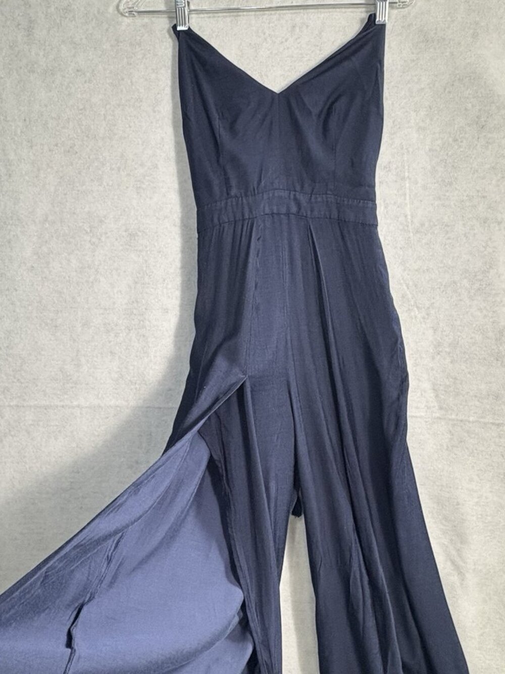 The Jetset Diaries Women V Neck Strappy Back Split Leg Jumpsuit Sz 8 Blue 5-6
